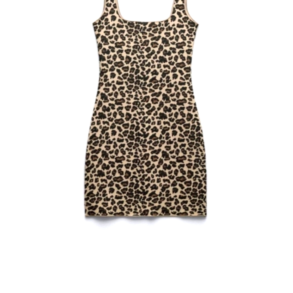 ZARA ANIMAL PRINT STRETCH KNIT DRESS